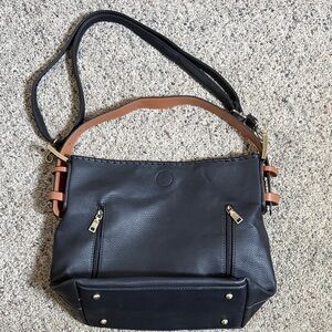 Jen & Co Alexa 2-in-1 Hobo Bag Vegan Leather Purse in a Purse Black